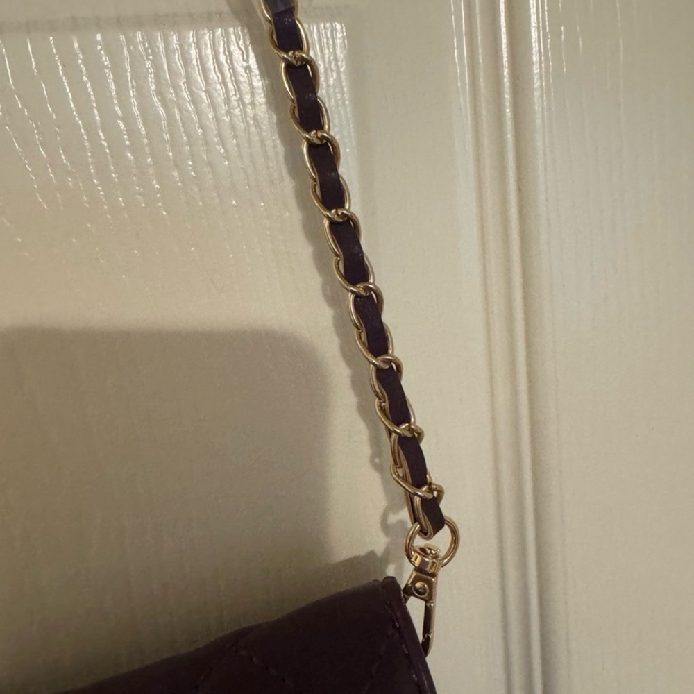 Badgley Mischka Quilted Crossbody Bag in Deep Plum with Gold Hardware - Picture 5 of 6